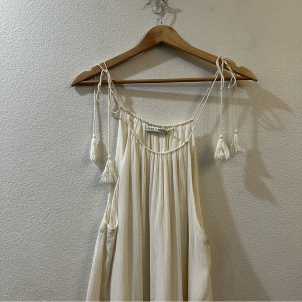 Alice + Olivia Danna Tie-Strap Short Dress‎ Crochet Embroidered White Size Small - Picture 4 of 11